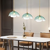 economico Luci Isola cucina-lampada a sospensione a led in vetro lampada da soffitto moderna in vetro soffiato a mano industriale led creativo loft bar cucina lampada da soffitto decorazione della casa installazione rosa verde