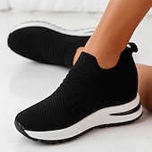 billiga Damsneakers-vita slip-on stickade sneakers för kvinnor - lätta och andas för vardagskomfort, perfekta för promenader, gym och avslappnade utflykter