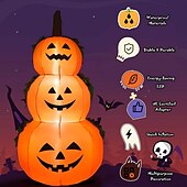 cheap Hallowen Prop Lighting-Halloween Decorations 6Ft Inflatable LED 3 Pumpkins Stack Light, Jack O Lantern Blow Up 3 Pumpkins, Outdoor Indoor Halloween Decorations
