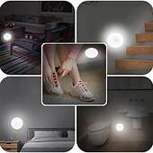 olcso Puck Lights-8 led mozgásérzékelő led éjszakai lámpa intelligens kapcsoló érzékelő lámpa usb újratölthető akkumulátorral működő fürdőszobai éjjeli lámpa szoba folyosó hozzáféréshez fürdőszoba otthoni világítás