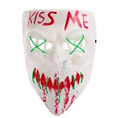 cheap Novelties-Halloween Led Mask Men&#039;s Kiss Me Luminous Mask Masquerade Cold Light LED Mask Halloween Horror Props (Battery Not Included)
