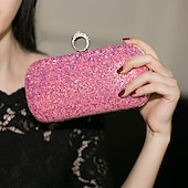 cheap Clutches &amp; Evening Bags-Women&#039;s Clutch Evening Bag Wristlet Clutch Bags PU Leather Party Bridal Shower Holiday Rhinestone Large Capacity Lightweight Durable Solid Color Small white Small black Small blue