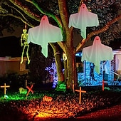 tanie Oświetlenie rekwizytów na Halloween-świecące duch dekoracje na halloween na zewnątrz led wiszące duch dla drzew upiorny oświetlony duch wodoodporne wiszące wystrój halloween ozdoby choinkowe do domu patio stoczni trawnik drzewo