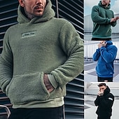 abordables sudaderas de lana-Hombre Sudadera Negro Azul Piscina Verde Oscuro Verde Trébol Con Capucha Plano Deporte Diario Deportes Algodón Design Casual Otoño invierno Ropa Sudaderas con capucha Sudaderas