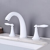 cheap Multi Holes-Widespread Bathroom Faucet Sink Mixer Basin Taps, Twin Handle Vessel Tap with Cold and Hot Hose