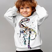 billiga Pojkens 3D-djur-Pojkar 3D Djur Dinosaurie Tröja Pullover Långärmad 3D-tryck Höst Vinter Mode Streetwear Häftig Barn 3-12 år 4-12 år Utomhus Ledigt Dagligen Normal