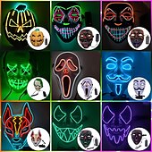 tanie Nowinki-niestandardowa maska na halloween świecąca maska dyniowa głowa krzycząca maska v listowo-zielone włosy krowa kreskówka piłokształtna maska