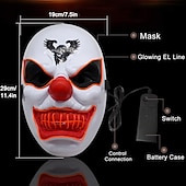 olcso Halloween kellékvilágítás-halloween led izzó maszk új party rave neon maszk dekor horror bohóc világító maszk álarcos maszk klub cosplay jelmez kellékek
