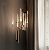 abordables Apliques de pared de cristal-luces de pared de interior de cristal k9 7 cabezas de oro led aplique de pared de estilo nórdico sala de estar tiendas cafés acero blanco cálido luz de pared blanco cálido 110-240v