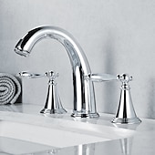 cheap Multi Holes-Widespread Bathroom Faucet Sink Mixer Basin Taps, Twin Handle Vessel Tap with Cold and Hot Hose