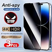 Χαμηλού Κόστους iPhone Προστατευτικά Οθόνης-3 τμχ Προστατευτικά Οθόνης Για Apple iPhone 16 iPhone 15 Pro Max Plus iPhone 14 13 12 11 Pro Max Mini X XR XS Max 8 7 Plus Σκληρυμένο Γυαλί Anti-Spy προσωπικών δεδομένων Επίπεδο σκληρότητας 9H