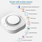 cheap Smart Appliances-Tuya Smart Life WiFi Function Family Parlor Child Room Home Kitchen Smoke Detector PIR Sound Alarm Sensor Shop Fire Inspection