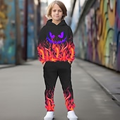 baratos Fantasias de Halloween para meninos-Para Meninos 3D Abóbora Conjunto de moletom e moletom Conjunto de camisola com capuz Conjunto Manga Longa impressao 3D Outono Inverno Ativo Moda Legal Infantil 3-12 anos Ao ar livre Férias Rua Normal