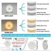 olcso Puck Lights-8 led mozgásérzékelő led éjszakai lámpa intelligens kapcsoló érzékelő lámpa usb újratölthető akkumulátorral működő fürdőszobai éjjeli lámpa szoba folyosó hozzáféréshez fürdőszoba otthoni világítás