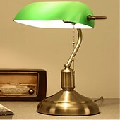 cheap Bedside Lamp-Green Glass Bankers Desk Lamp Antique Desk Lamps with Brass Base, Traditional Library Lamp with Pull Chain, E26 Base, Vintage Desk Lamp for Office, Study Room 110-240V