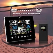 abordables Radios y relojes-Pantalla digital despertador estación meteorológica sensor de temperatura con termómetro electrónico barómetro meteorológico sensor de pronóstico