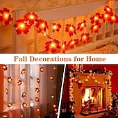 cheap USB String Lights-Red Maple Leaf USB String Lights Halloween Thanksgiving and Fall Decorations for Home Party and  Autumn Atmosphere Decoration