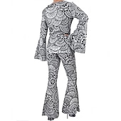 Недорогие Наряды-Ретро Хиппи В стиле 1970-х Косплэй Kостюмы Инвентарь Налобная повязка Вспышка рукава Хиппи Диско Маскарадный костюм Жен. Хэллоуин Карнавал Маскарад Вечеринка / ужин Праздники Парад гордости Взрослые