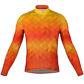 billiga Tröjor för män-Herr Cykeltröja Grafisk Lutning Långärmad Cykel Överdelar med 3 bakfickor Bergscykling Vägcykling Snabb tork Reflexremsa Bakficka Fuktabsorberande sporter Blå Mörkgrön Orange Kläder