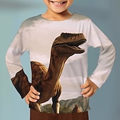 cheap Boy&#039;s 3D Animals-Boys 3D Graphic Animal Dinosaur T shirt Tee Long Sleeve 3D Print Summer Spring Fall Sports Fashion Streetwear Kids 3-12 Years 4-12 Years Outdoor Casual Daily Regular Fit