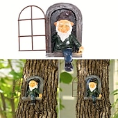 cheap Garden Sculptures&amp;Statues-Fairy Tale Playful Goblin Garden Resin Decoration Statue Decoration, Garden Weatherproof Garden Statue, Tree Window Resin Garden Statuette Garden Decoration