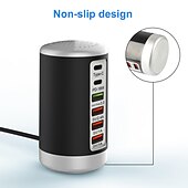 Недорогие USB-концентраторы-6-портовое настольное зарядное устройство, 65-ваттная зарядная станция с usb-концентратором (3 x usb+type c+qc3.0+pd 18 Вт), настольная зарядная станция с многопортовым зарядным