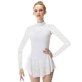 billige Figur skating kjoler-Kjole til kunstløp Dame Jente Skøyteløp Kjoler Drakter Hvit Gul Mørk Lilla Spandex Høy Elastisitet Profesjonell Konkurranse Skøyteklær Mote Langermet Kunstløp