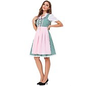 preiswerte Dirndl-Oktoberfest Schürze Trachtenkleider Oktoberfest / Bier Bayerisch Bayerisch Deutsch Wiesn Damen Stoff im traditionellen Stil Bluse Kleid Schürze