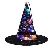 economico Illuminazione di Props di Halloween-cappello da streghe incandescente di Halloween con luce a led sospensione per esterni albero cappelli luminosi decorazioni per feste a casa oggetti di scena per costumi cosplay
