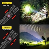 お買い得  戦術的な懐中電灯-強力な LED 懐中電灯ハイパワー 18650 usb 充電式ズーム釣りランタン 5 モード防水自転車ライト戦術的なトーチ