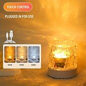 billiga Bordslampor-led vatten krusning ambient nattljus usb uppladdningsbar roterande projektion rgb kristall bordslampa med fjärrkontroll dimbar färgbyte för sovrummet sängbord lekrum barnpresenter