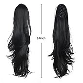 abordables Queue-de-cheval-Extension de queue de cheval griffe pour les femmes morceau de cheveux bouclés 24 extensions de cheveux de queue de cheval synthétique très longue &amp; volumineux bouclé ondulé résistant à la chaleur