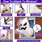 cheap Halloween Lights-Halloween Inflatables Decorations Outdoor Lighted Ghost Broke Out From Window With Rotating Fire Flame Lights Blow Up Scary Halloween Decorations Party Outside Indoor Yard Garden Lawn Decor