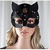 economico Maschera di Halloween &amp; Accessori-femminile sexy mezza faccia volpe gioco di ruolo maschera di pelle di gatto rivetto collare punk halloween festa trucco palla fantasia maschera pelle dell&#039;unità di elaborazione maschera di volpe