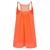 billige Sundresses-Dame Mini kjole Kjole med stropper Fritid Normal Ren farge Ermeløs lysende grønne Svart Hvit Oransje Sommer Vår