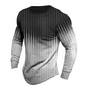 preiswerte T-Shirts für Herren mit 3D-Druck-Herren Farbblock Gestreift T Shirt Grafischen T-Shirt Langarm T-Shirt 3D-Druck Rundhalsausschnitt Hemd Designer Retro Vintage Outdoor Täglich Urlaub Rosa Blau Purpur Frühling Sommer Bekleidung S M L