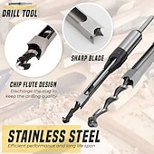 cheap Drill Bit Set-Square Hole Drill Bits for Wood, Woodworking Hole Saw Mortising Chisel Drill Bits1/4 inch, 5/16 inch, 3/8 inch, 1/2 inch
