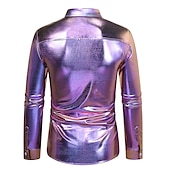 preiswerte Oberteile-Disko 1980er Glänzend Metallisch Bluse / Hemd Maskerade Disco Herren Karnevalskostüm Maskerade Party / Abend Junggesellinnenabschiedsparty Pride Parade Erwachsene Hemd