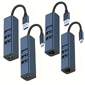 preiswerte USB-Hubs-USB-Expander 4-in-1 3.0 Hub Splitter Typ C 100 Megabit Netzwerkkarte Notebook One Drag Four Expander