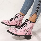 ieftine Bocanci de lupta-cizme de luptă roz florale de damă - elegante și confortabile pentru ieșirile casual și purtarea de zi cu zi