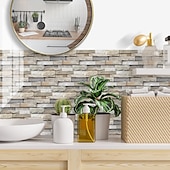 economico Adesivi murali-12 pz piastrelle di pietra artificiale wall sticker 3d carta da parati in vinile autoadesivo floreale home decor per cucina bagno 15*30 cm