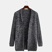 abordables Gilet-Homme Gilet Cardigan Pull d&#039;automne A côtes Tricoter Normal Tricoté Plein Ouvrir le devant Guêtres Moderne contemporain Usage quotidien Sortie Vêtement Tenue Hiver Noir Bleu de minuit M L XL