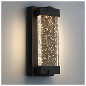 economico applique da esterno-applique in cristallo illuminazione per esterni ip65 con paralume in vetro trasparente a bolle per portico e garage led 6w bianco caldo sabbia finitura nera 110-240v