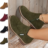 ieftine Botine-Pentru femei Cizme Pantofi de piele intoarsa Mărime Plus Size Cizme cu toc În aer liber Muncă Zilnic Culoare solidă Ghete Botine Iarnă Blocați călcâiul Toc Jos Vârf rotund Epocă Modă Casual PU Fermoar
