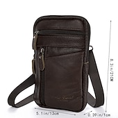 baratos Bolsas para Homem-bolsa transversal de couro masculina – bolsa de ombro vintage com vários bolsos para viagens e uso diário