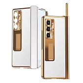お買い得  サムスン用ケース-ペン付き電話ケース サムスン Galaxy Z Fold 6 Z Fold 5 Z Fold 4 Z Fold 3 バックカバー スタンドと画面保護フィルム付き ペンホルダー PC メタル PUレザー