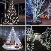 economico Striscie luci ad energia solare-10m-100leds/20m-200leds/30m-300leds filo di rame solare stringa di luce esterna impermeabile giardino luci decorative festival di natale luci telecomando luci solari