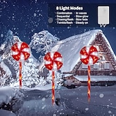 Недорогие уличные рождественские огни-Рождественские солнечные леденцовые дорожные ог lights 80 LED 4 в 1 для улицы 25 дюймов 8 режимов освещения подсвеченные мятные трости рождественские украшения водонепроницаемый подключаемый