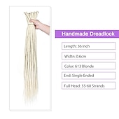 cheap Crochet Hair-36 Blonde Dreadlocks Extension Soft Handmade Synthetic Crochet Hair Super Long 0.6cm Dread Extensions Reggae Style for Women