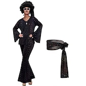 Недорогие Наряды-Ретро Хиппи В стиле 1970-х Косплэй Kостюмы Инвентарь Налобная повязка Вспышка рукава Хиппи Диско Маскарадный костюм Жен. Хэллоуин Карнавал Маскарад Вечеринка / ужин Праздники Парад гордости Взрослые